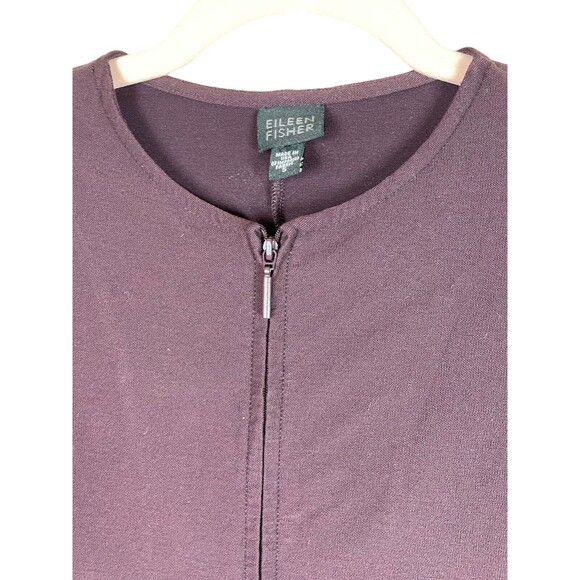 Eileen Fisher Jacket Women Small Merlot Full Zip Viscose Nylon Spandex Made USA - Picture 4 of 13